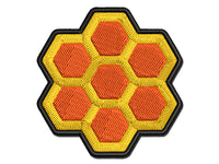 Simple Honeycomb Outline Multi-Color Embroidered Iron-On or Hook & Loop Patch Applique