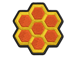 Simple Honeycomb Outline Multi-Color Embroidered Iron-On or Hook & Loop Patch Applique