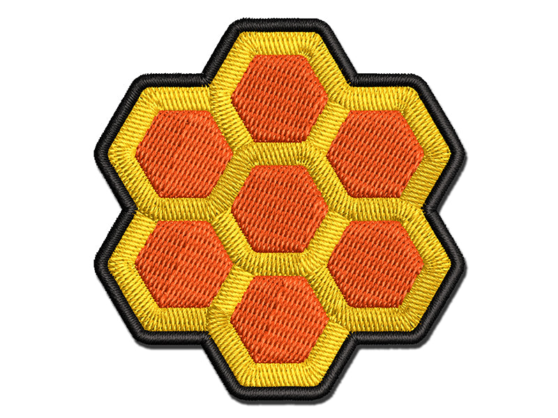 Simple Honeycomb Outline Multi-Color Embroidered Iron-On or Hook & Loop Patch Applique