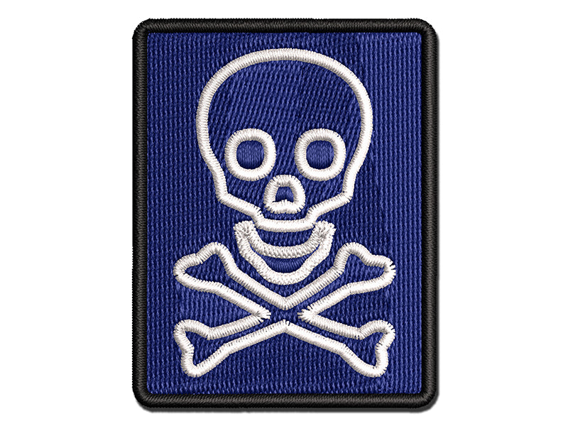 Skull and Crossbones Outline Multi-Color Embroidered Iron-On or Hook & Loop Patch Applique