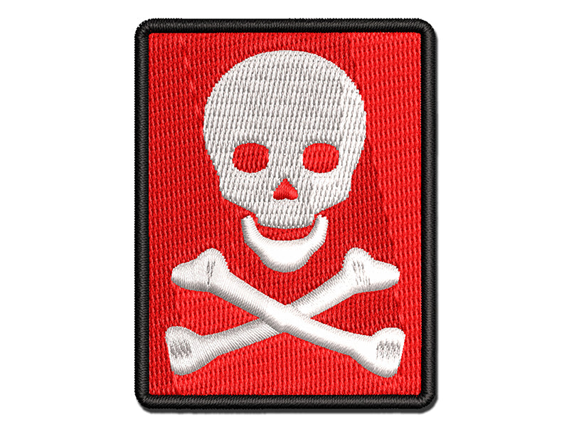 Skull and Crossbones Solid Multi-Color Embroidered Iron-On or Hook & Loop Patch Applique