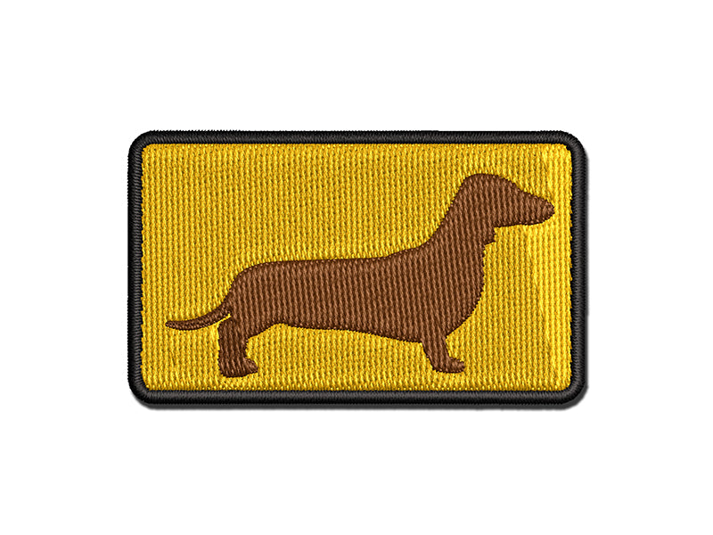 Smooth Haired Dachshund Dog Solid Multi-Color Embroidered Iron-On or Hook & Loop Patch Applique