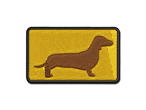 Smooth Haired Dachshund Dog Solid Multi-Color Embroidered Iron-On or Hook & Loop Patch Applique