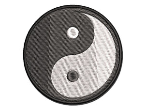 Yin and Yang Symbol Multi-Color Embroidered Iron-On or Hook & Loop Patch Applique