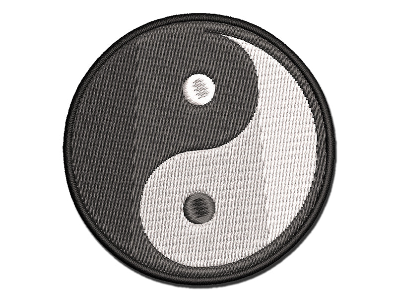 Yin and Yang Symbol Multi-Color Embroidered Iron-On or Hook & Loop Patch Applique