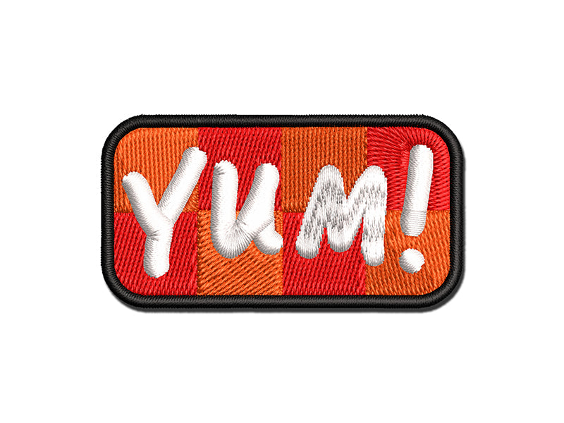 Yum Food Cooking Fun Text Multi-Color Embroidered Iron-On or Hook & Loop Patch Applique