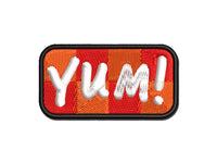 Yum Food Cooking Fun Text Multi-Color Embroidered Iron-On or Hook & Loop Patch Applique