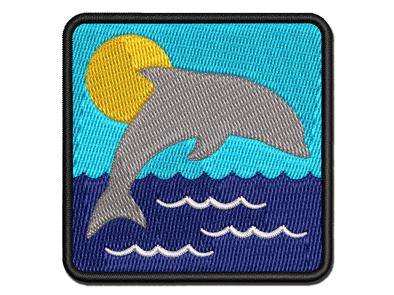 Dolphin Solid Multi-Color Embroidered Iron-On or Hook & Loop Patch Applique
