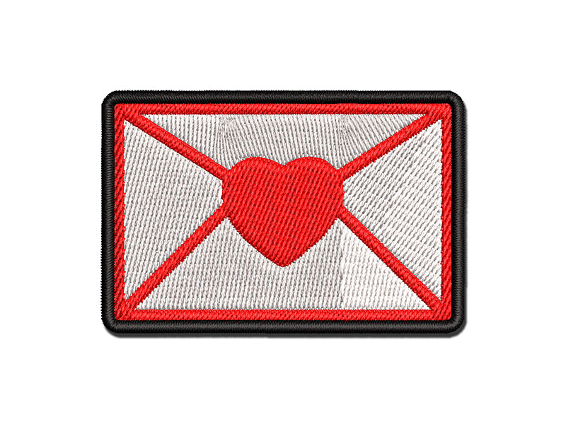 Envelope with Heart Multi-Color Embroidered Iron-On or Hook & Loop Patch Applique