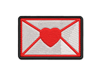 Envelope with Heart Multi-Color Embroidered Iron-On or Hook & Loop Patch Applique