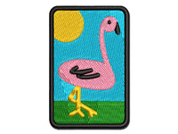 Flamingo Doodle Multi-Color Embroidered Iron-On or Hook & Loop Patch Applique