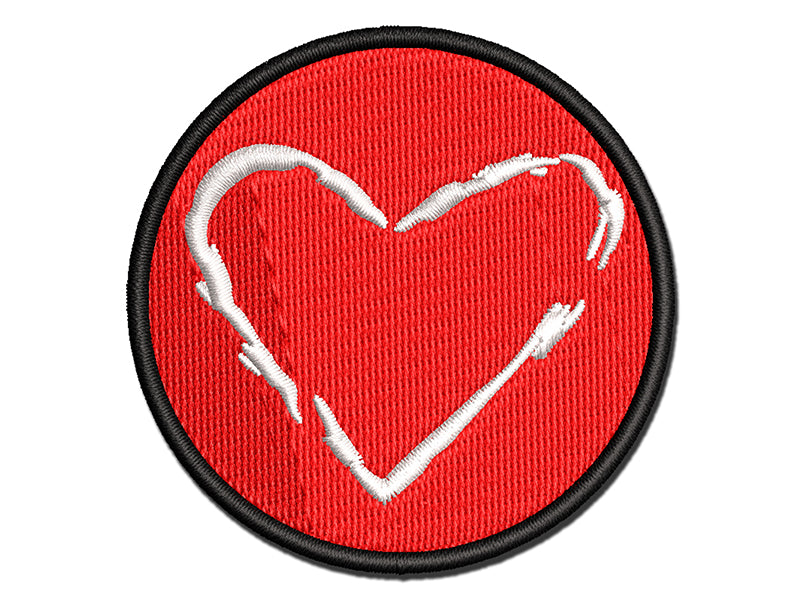 Heart Love Sketch Outline Multi-Color Embroidered Iron-On or Hook & Loop Patch Applique