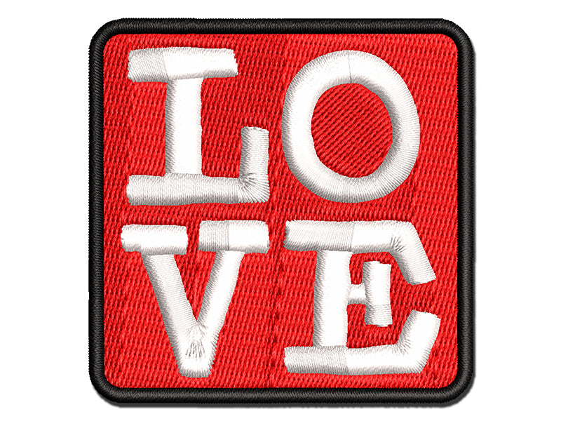 Love Text Stacked Multi-Color Embroidered Iron-On or Hook & Loop Patch Applique