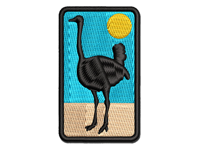 Ostrich Bird Solid Multi-Color Embroidered Iron-On or Hook & Loop Patch Applique