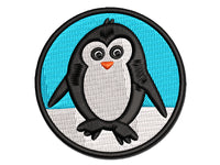 Peaky Penguin Doodle Multi-Color Embroidered Iron-On or Hook & Loop Patch Applique