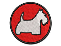 Scottish Terrier Scottie Dog Outline Multi-Color Embroidered Iron-On or Hook & Loop Patch Applique