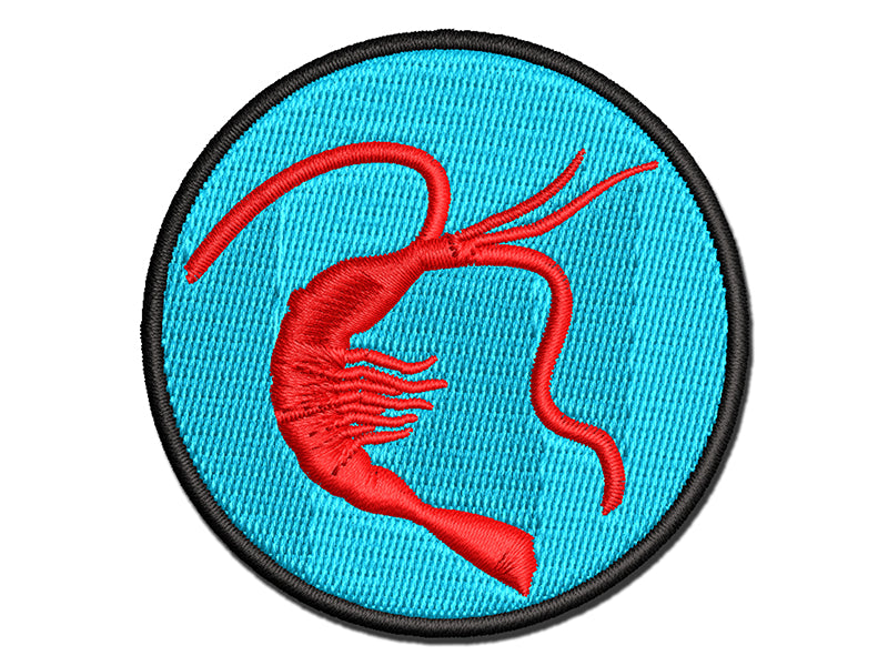 Shrimp Solid Multi-Color Embroidered Iron-On or Hook & Loop Patch Applique