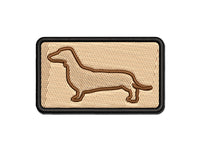 Smooth Haired Dachshund Dog Outline Multi-Color Embroidered Iron-On or Hook & Loop Patch Applique