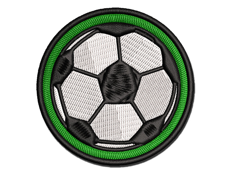 Soccer Ball Multi-Color Embroidered Iron-On or Hook & Loop Patch Applique