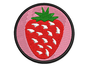 Strawberry Fruit Doodle Multi-Color Embroidered Iron-On or Hook & Loop Patch Applique