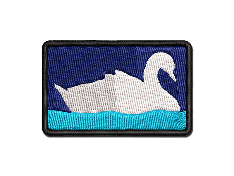 Swan Swimming Solid Multi-Color Embroidered Iron-On or Hook & Loop Patch Applique