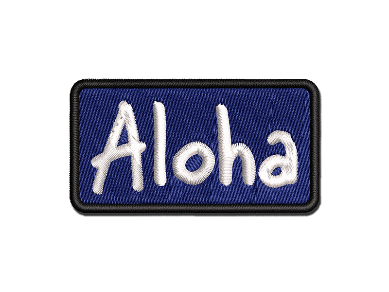 Aloha Fun Text Multi-Color Embroidered Iron-On or Hook & Loop Patch Applique