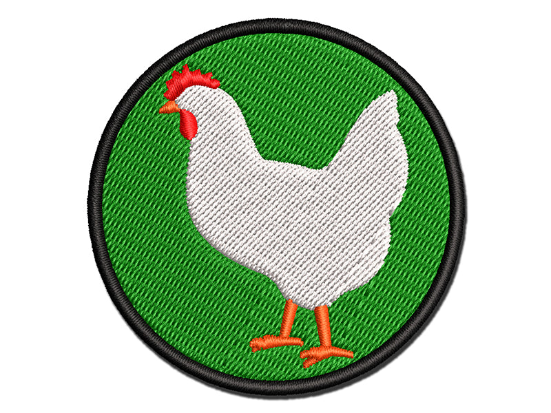 Chicken Standing Solid Multi-Color Embroidered Iron-On or Hook & Loop Patch Applique
