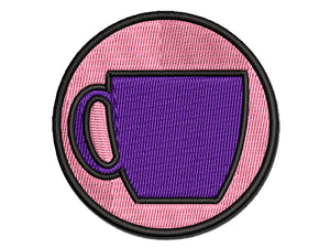 Coffee Mug Cup Outline Multi-Color Embroidered Iron-On or Hook & Loop Patch Applique