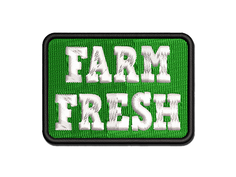 Farm Fresh Fun Text Multi-Color Embroidered Iron-On or Hook & Loop Patch Applique