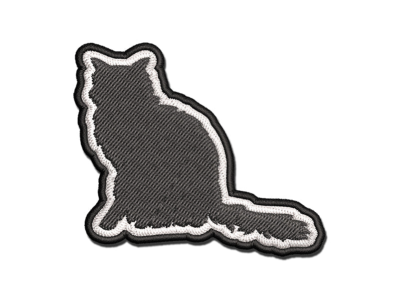 Fluffy Cat Solid Multi-Color Embroidered Iron-On or Hook & Loop Patch Applique