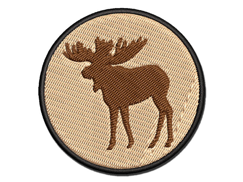 Moose Solid Multi-Color Embroidered Iron-On or Hook & Loop Patch Applique