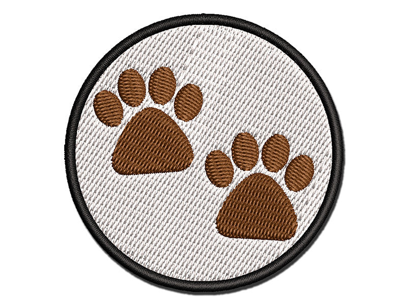 Paw Prints Pair Dog Cat Multi-Color Embroidered Iron-On or Hook & Loop Patch Applique