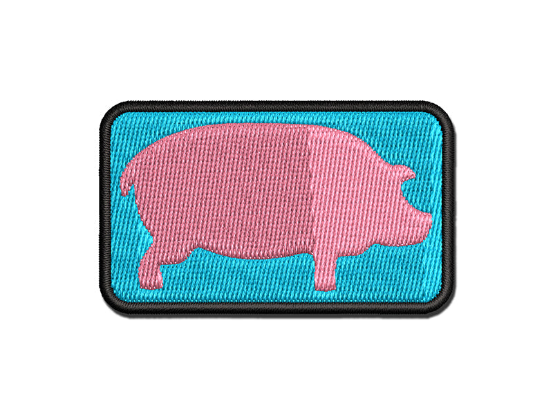 Pig Solid Side View Multi-Color Embroidered Iron-On or Hook & Loop Patch Applique