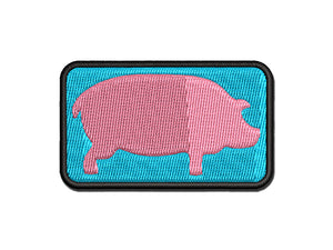 Pig Solid Side View Multi-Color Embroidered Iron-On or Hook & Loop Patch Applique