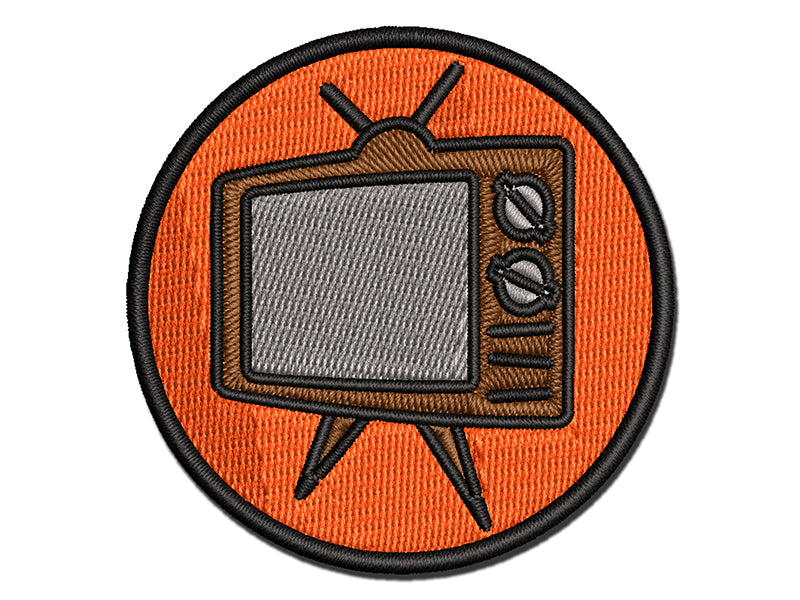 Retro TV Television Multi-Color Embroidered Iron-On or Hook & Loop Patch Applique