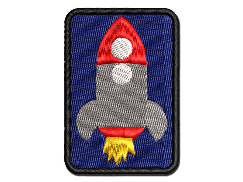 Rocket Ship Doodle Multi-Color Embroidered Iron-On or Hook & Loop Patch Applique