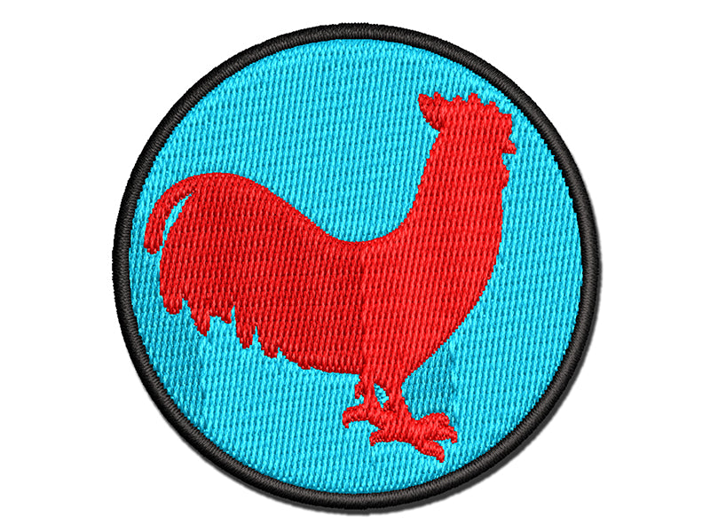 Rooster Chicken Standing Solid Multi-Color Embroidered Iron-On or Hook & Loop Patch Applique