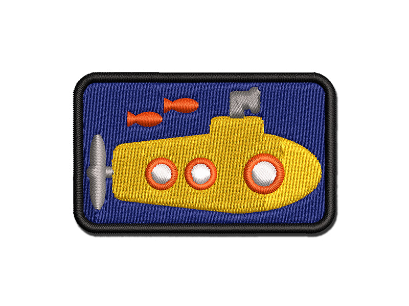 Submarine Doodle Multi-Color Embroidered Iron-On or Hook & Loop Patch Applique