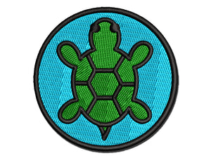 Turtle Top View Multi-Color Embroidered Iron-On or Hook & Loop Patch Applique