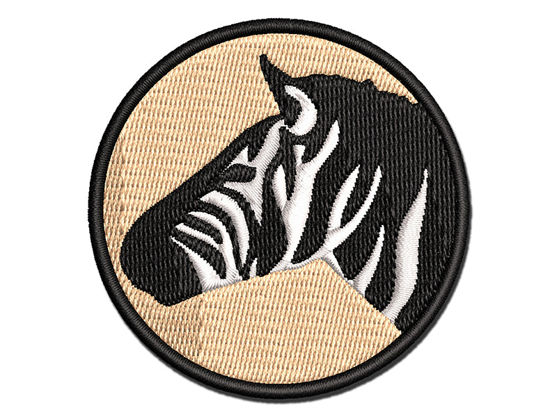 Zebra Head Profile Sketch Multi-Color Embroidered Iron-On or Hook & Loop Patch Applique