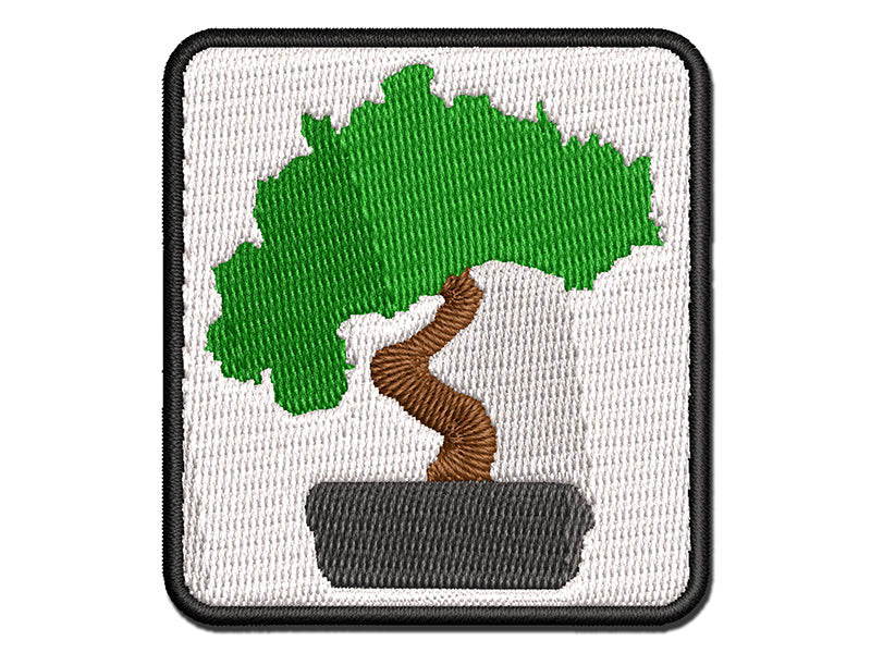 Bonsai Tree Solid Multi-Color Embroidered Iron-On or Hook & Loop Patch Applique