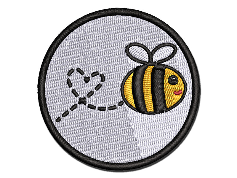 Buzzy Bumble Bee with Heart Multi-Color Embroidered Iron-On or Hook & Loop Patch Applique