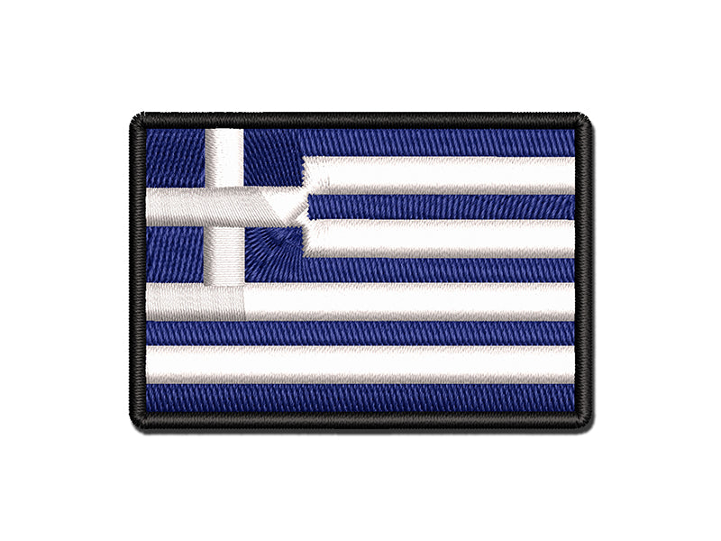 Greece Flag Multi-Color Embroidered Iron-On or Hook & Loop Patch Applique