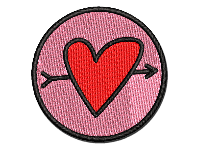 Heart Outline with Arrow Multi-Color Embroidered Iron-On or Hook & Loop Patch Applique
