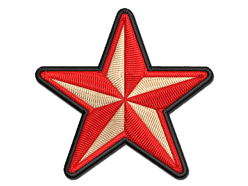 Nautical Star Multi-Color Embroidered Iron-On or Hook & Loop Patch Applique