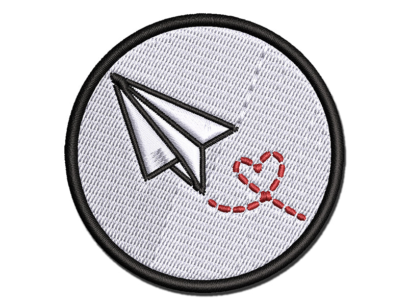 Paper Airplane with Heart Multi-Color Embroidered Iron-On or Hook & Loop Patch Applique
