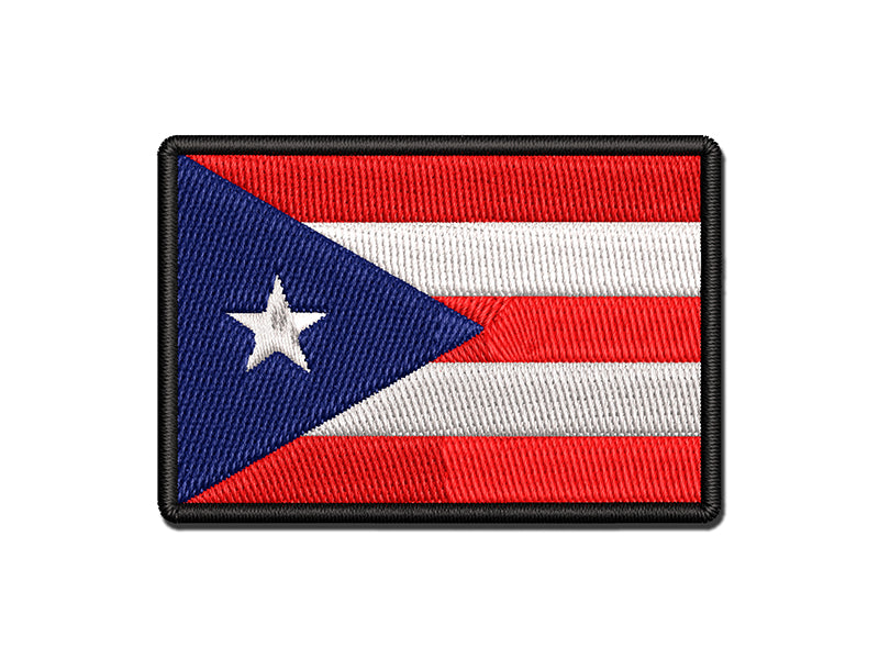 Puerto Rico Flag Multi-Color Embroidered Iron-On or Hook & Loop Patch Applique