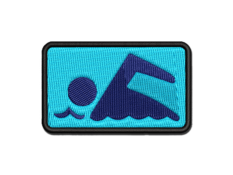 Swimming Symbol Multi-Color Embroidered Iron-On or Hook & Loop Patch Applique