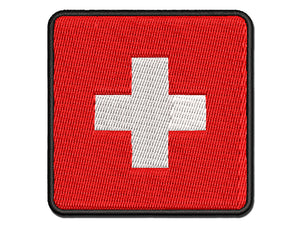 Switzerland Flag Multi-Color Embroidered Iron-On or Hook & Loop Patch Applique