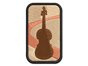 Violin Music Instrument Silhouette Multi-Color Embroidered Iron-On or Hook & Loop Patch Applique